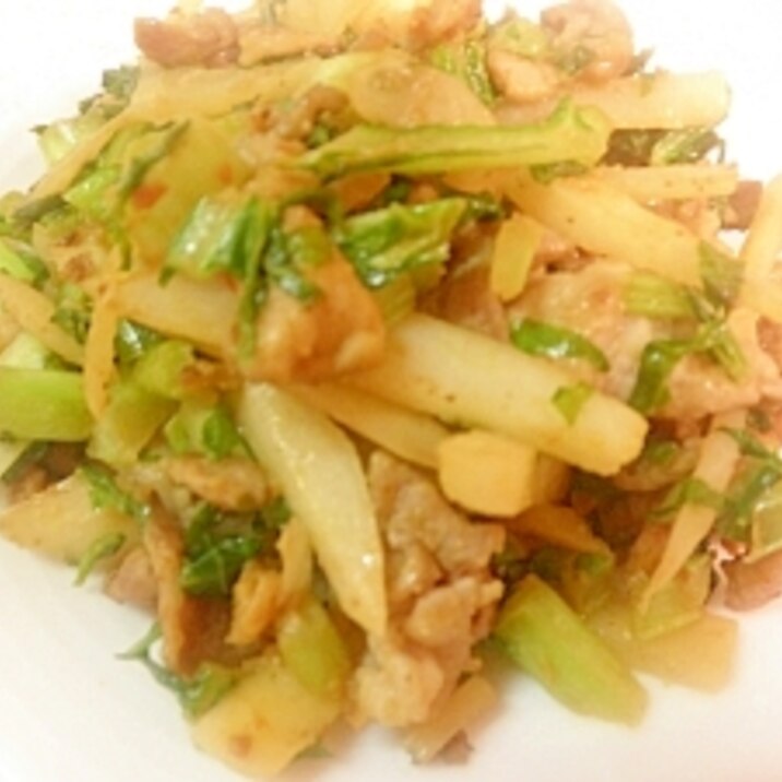 お弁当に☆豚肉と大根&葉のピリ辛味噌炒め